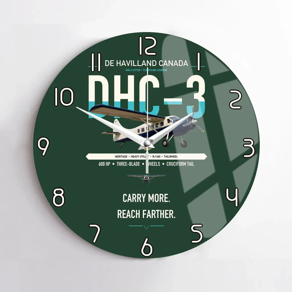 DHC-3 Otter design on dark green no frame wall clock
