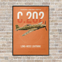 Thumbnail for Macchi C.202 Folgore vertical canvas print - framed - orange background