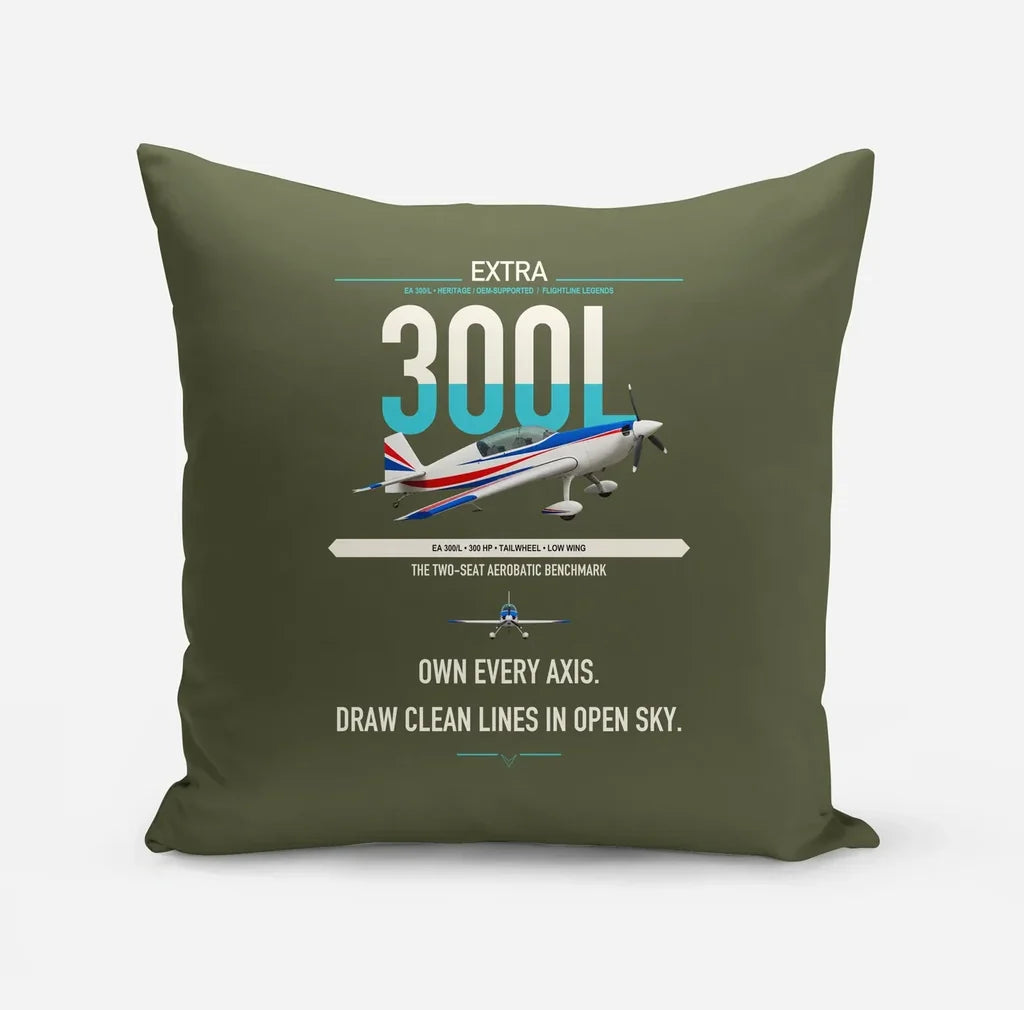 Extra 300L design on green army pillow