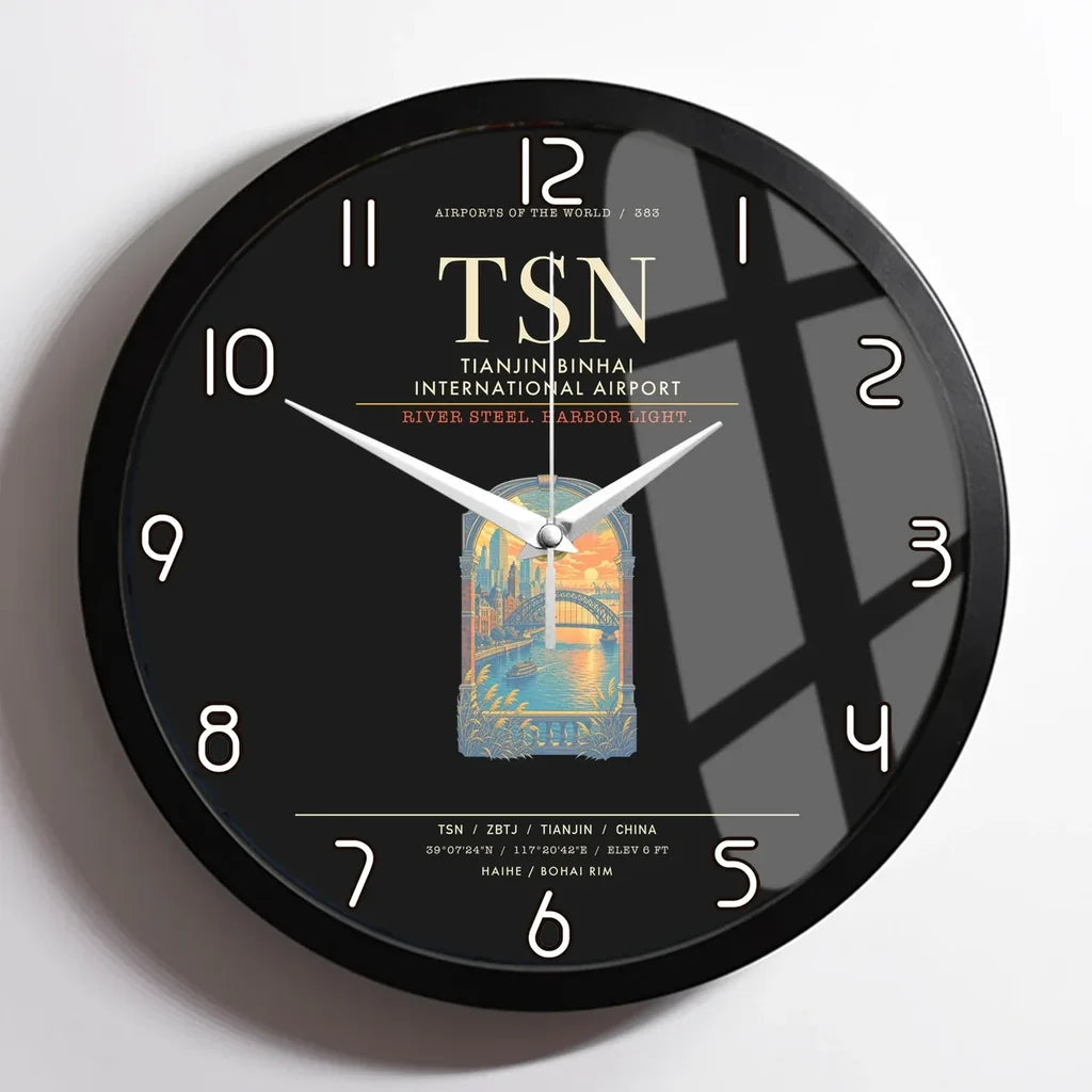Tianjin Binhai International Airport TSN Wall-Clock Framed - Black
