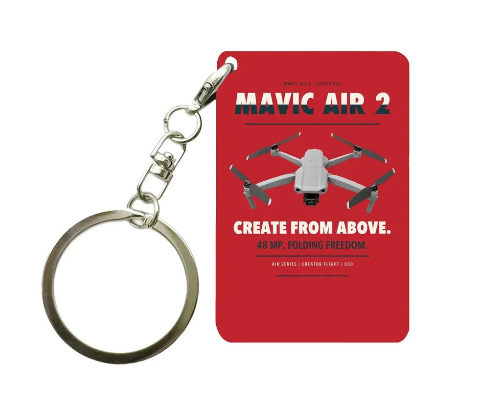 DJI Mavic Air 2 Key Chain design on red key chain
