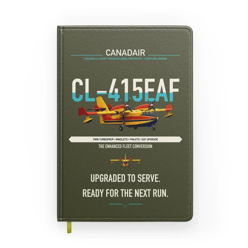 Canadair CL-415EAF design on green army notebook