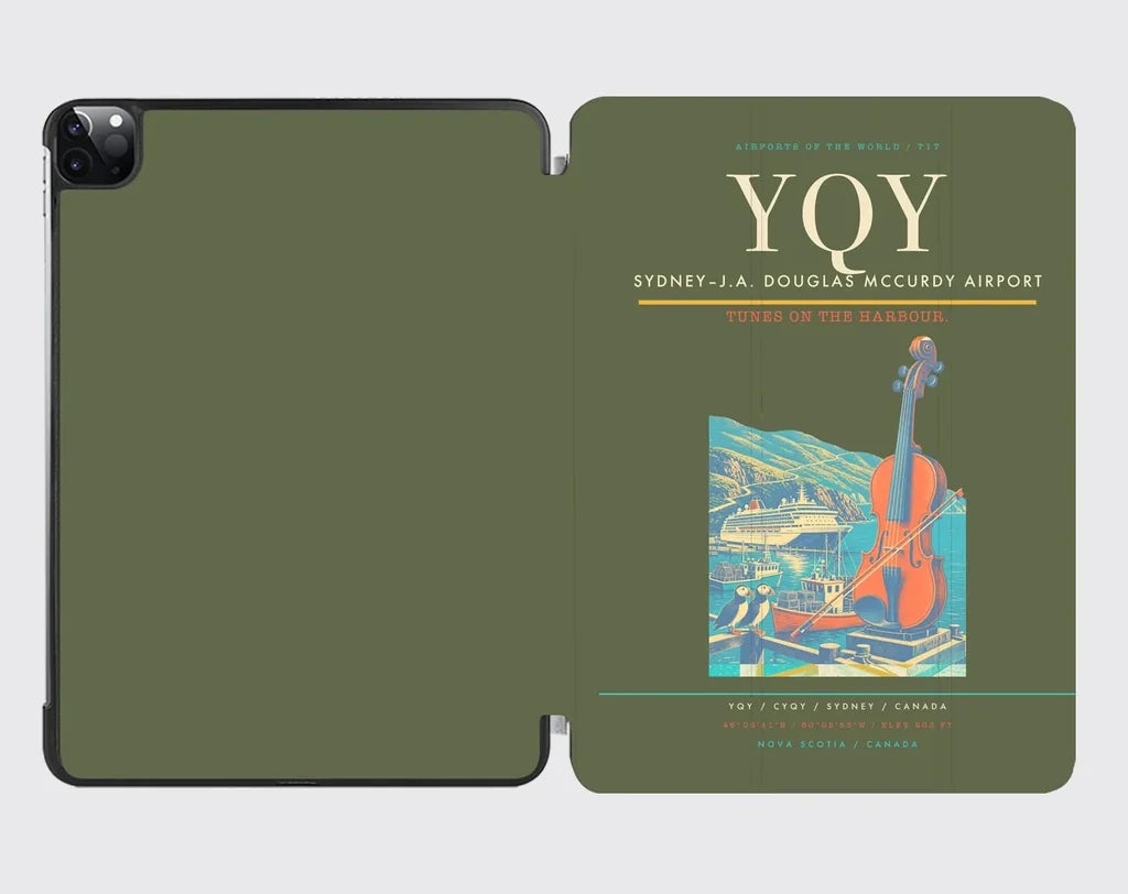 Sydney–J.A. Douglas McCurdy Airport (YQY) design on green army ipad tablet case