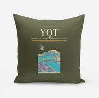 Thumbnail for Thunder Bay International Airport (YQT) design on green army pillow