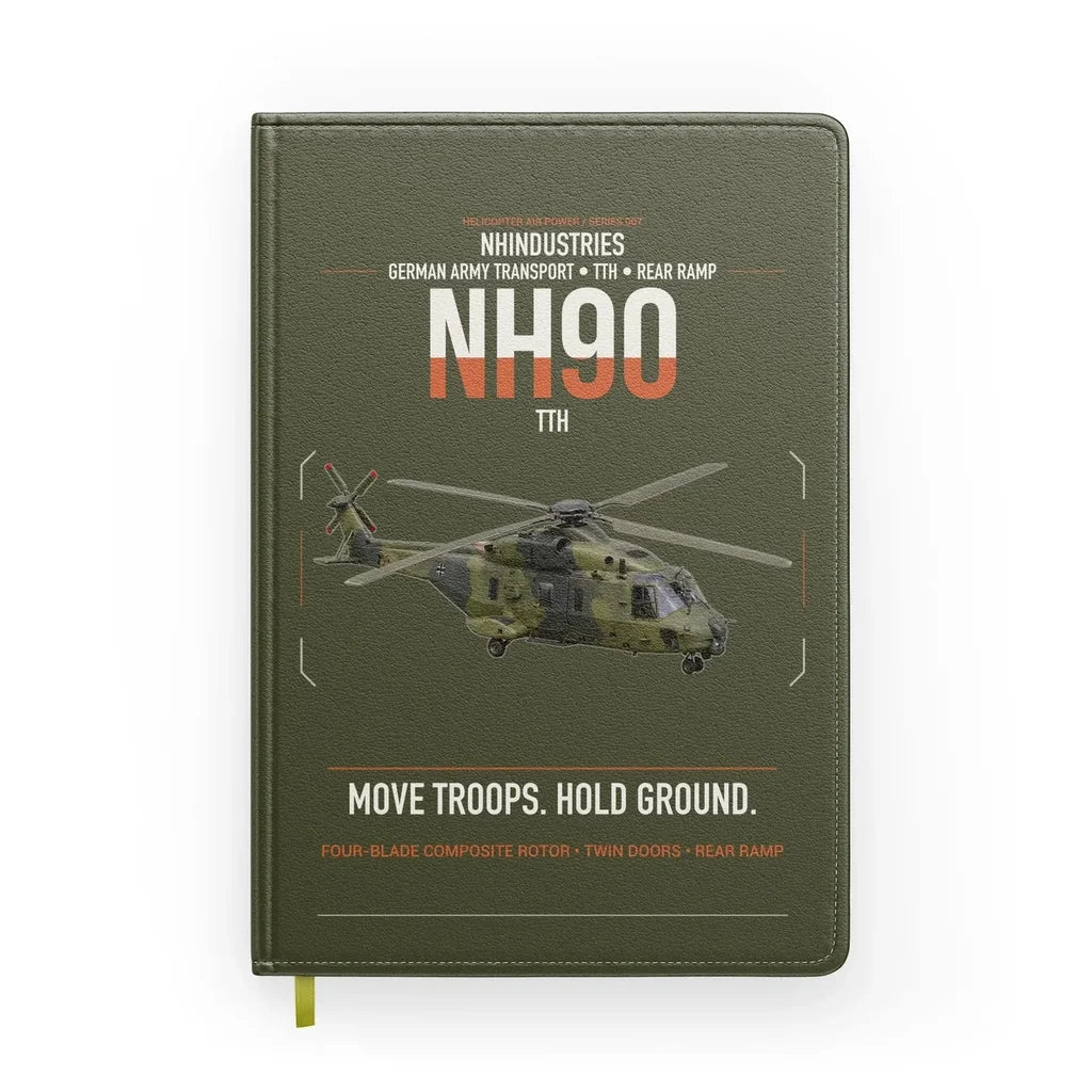 NHIndustries NH90 TTH design on green army notebook