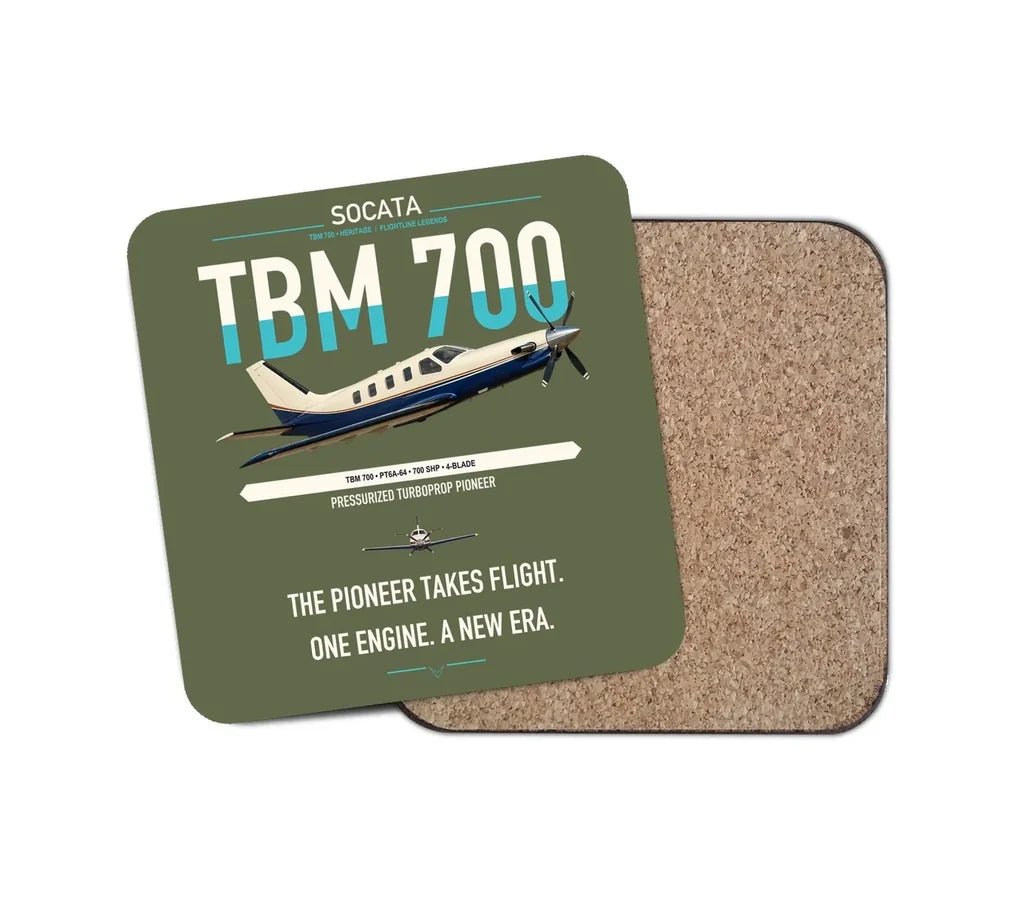 Socata TBM 700 design on green army 1 piece coaster