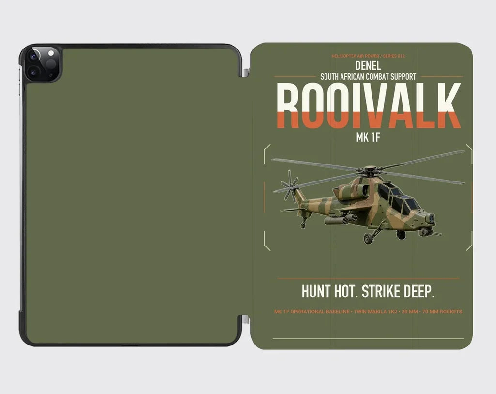 Denel Rooivalk Mk 1F design on green army ipad tablet case