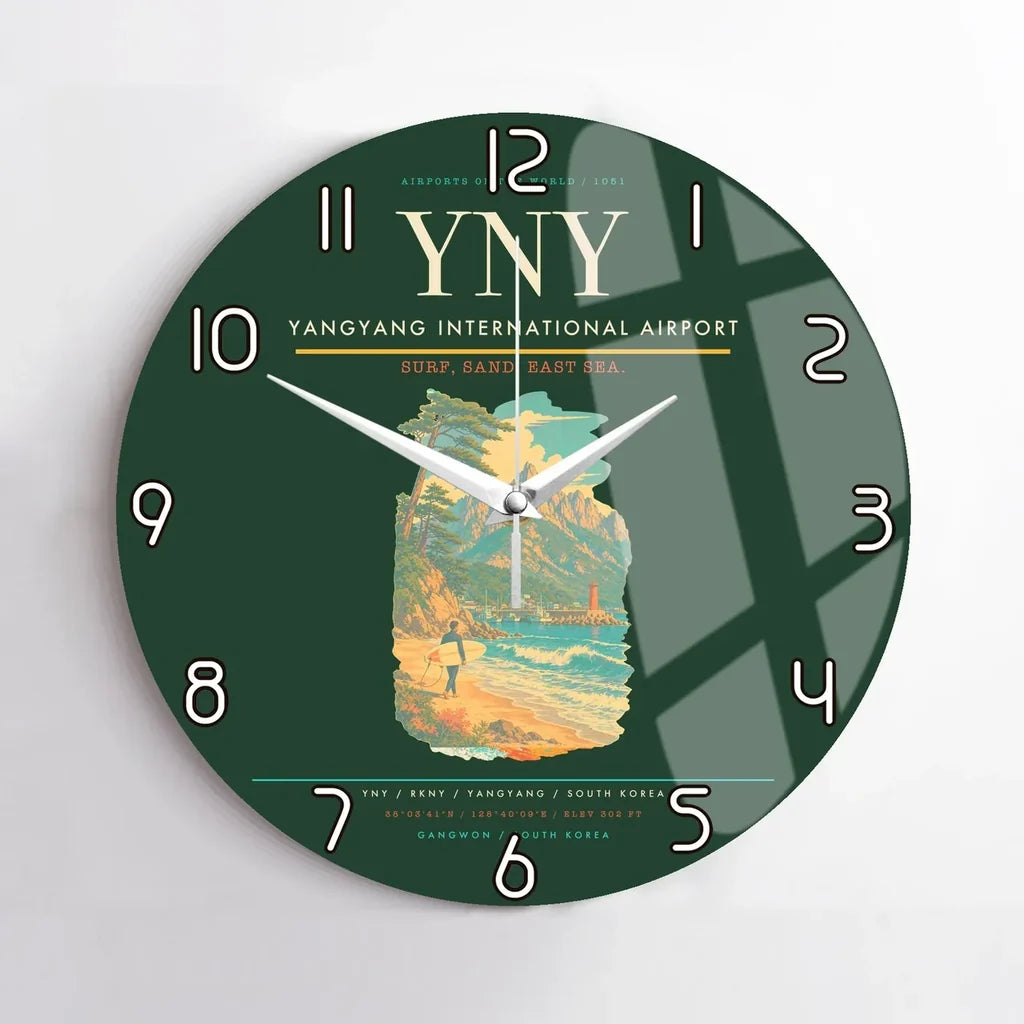 Yangyang International Airport (YNY) design on dark green no frame wall clock