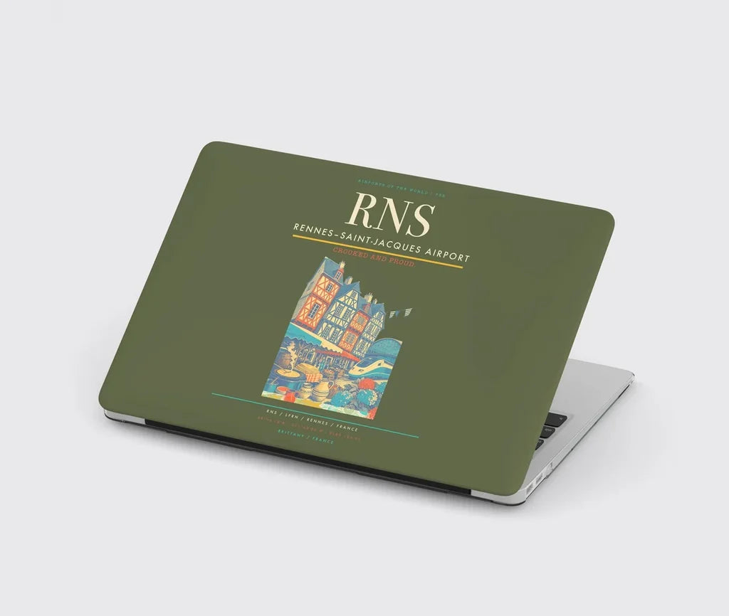 Rennes–Saint-Jacques Airport (RNS) design on green army MacBook case