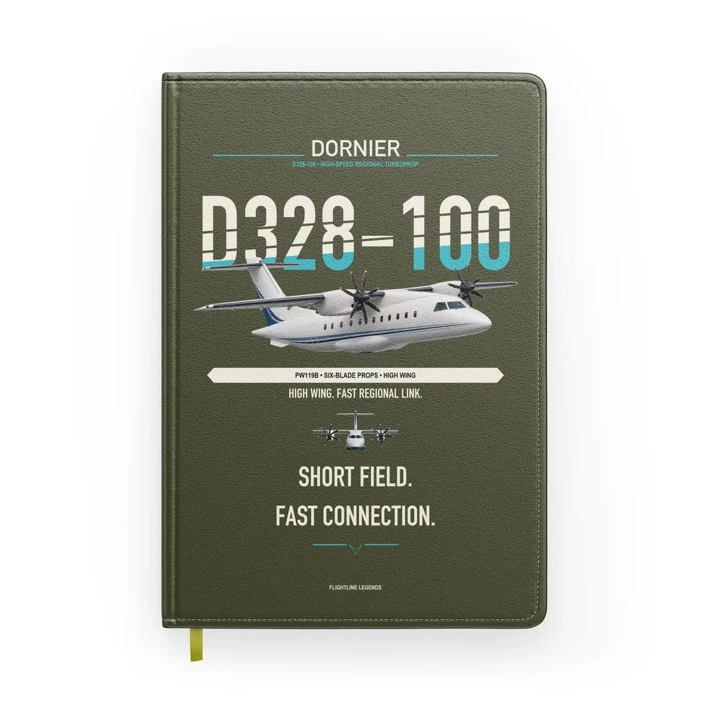 Dornier D328-100 design on green army notebook