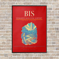 Thumbnail for Bismarck Municipal Airport BIS - Canvas Framed - Red