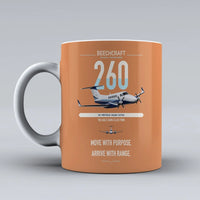 Thumbnail for Beechcraft King Air 260 design on orange ceramic mug, double-side print