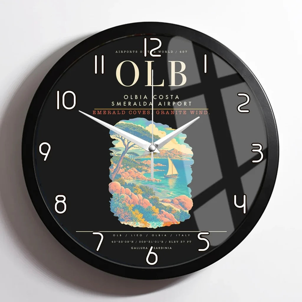 Olbia Costa Smeralda Airport OLB Wall-Clock Framed - Black