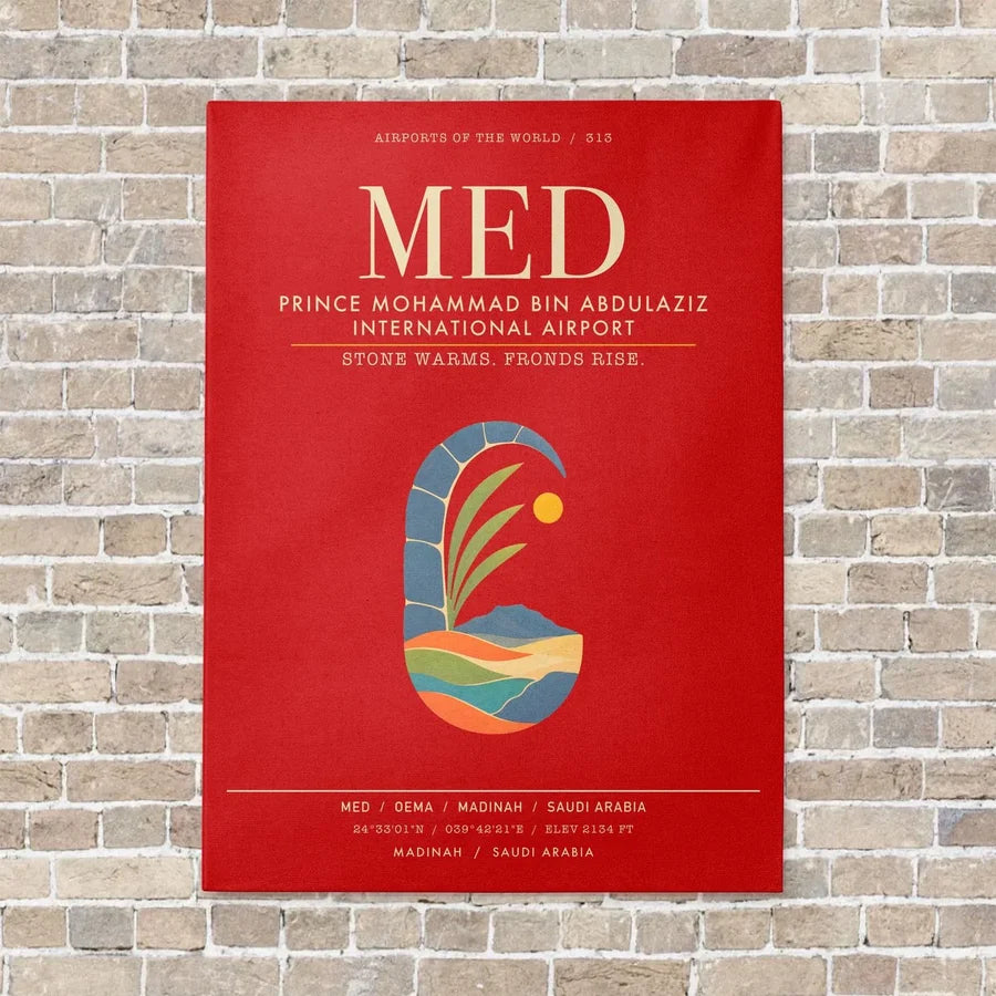 Prince Mohammad Bin Abdulaziz International Airport MED - Canvas Framed - Red
