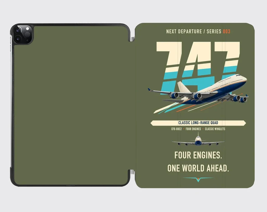 Boeing 747-400 design on green army ipad tablet case