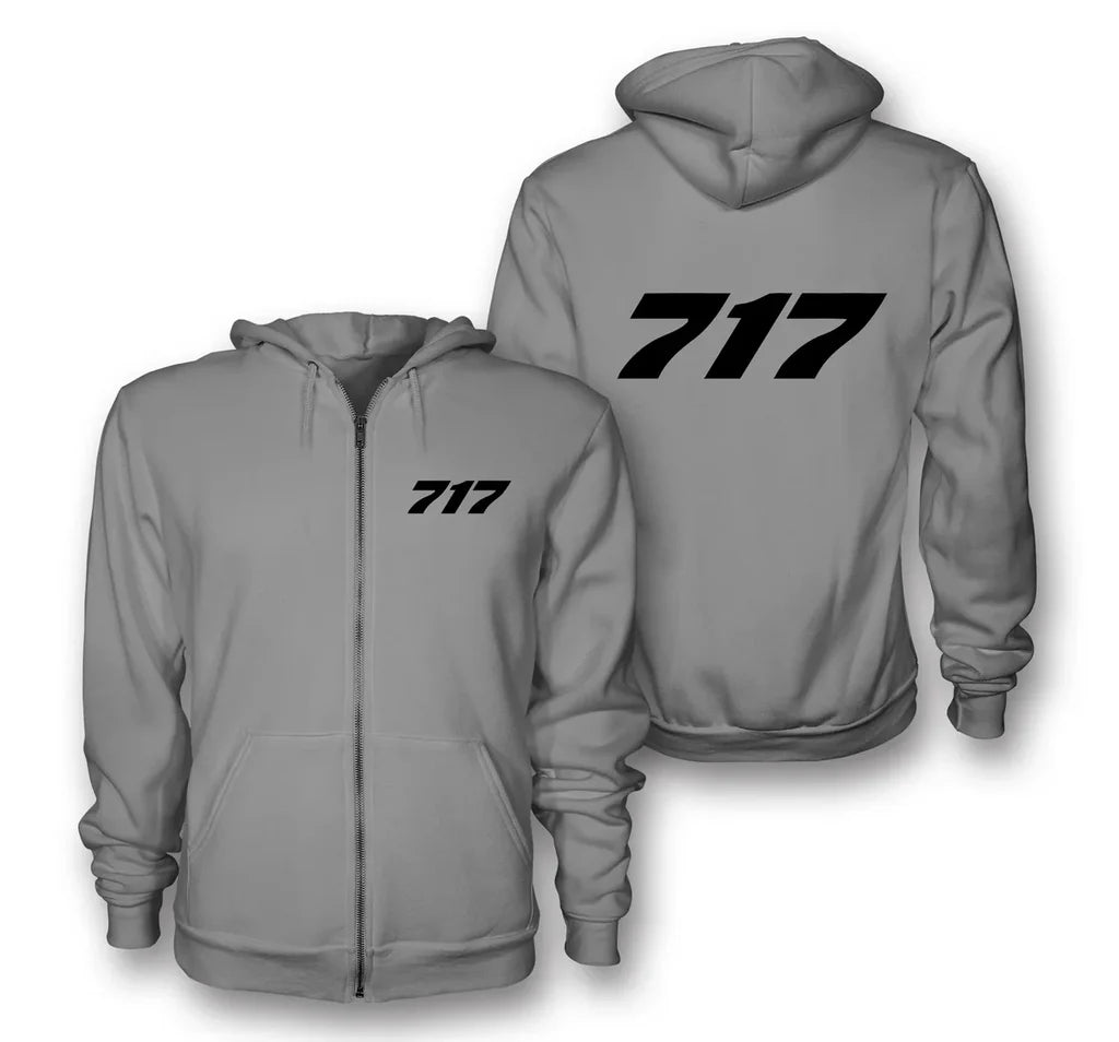 717 Flat Text Designed Zipped Hoodies - view 14