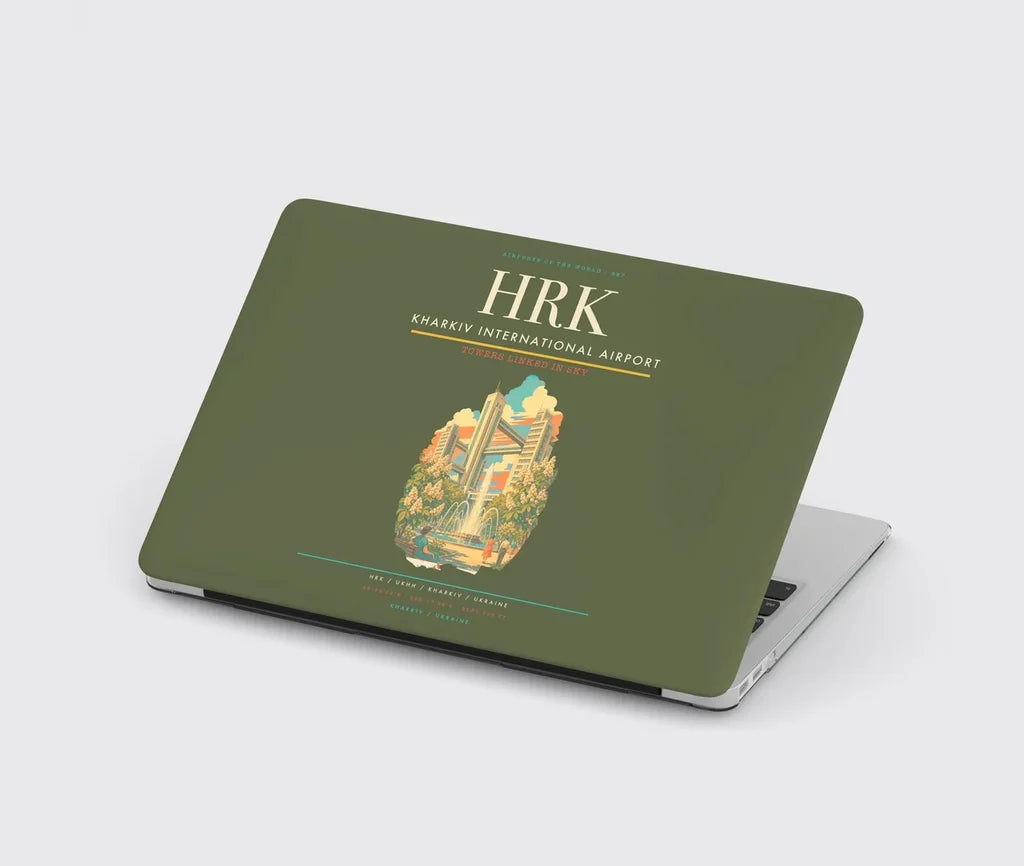 Kharkiv International Airport (HRK) design on green army MacBook case