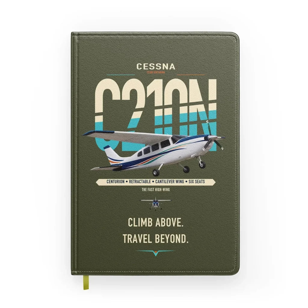 Cessna T210N Centurion design on green army notebook