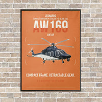 Thumbnail for Leonardo AW169 vertical canvas print - framed - orange background