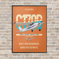 Thumbnail for Cessna 170B vertical canvas print - framed - orange background