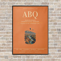 Thumbnail for Albuquerque International Sunport ABQ vertical canvas print - framed - orange background