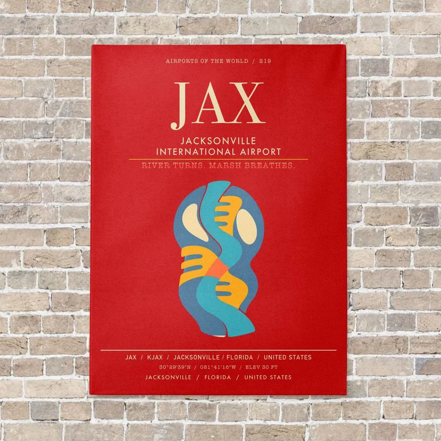 Jacksonville International Airport JAX - Canvas Framed - Red