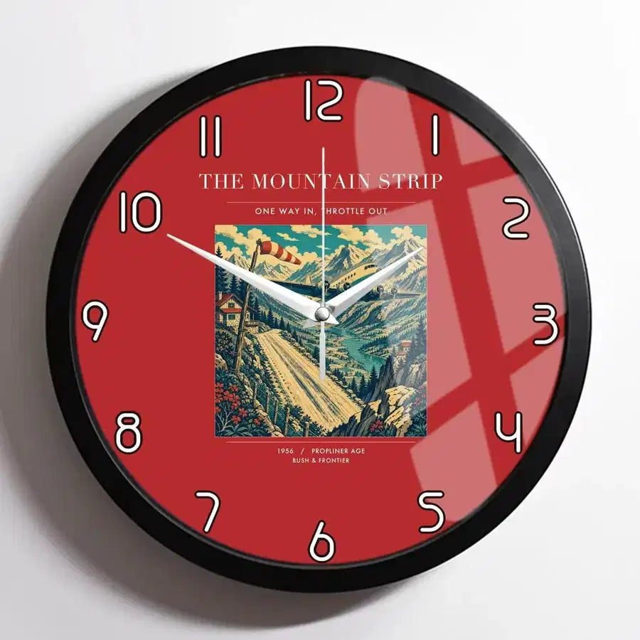 VINTAGE G4196 - The Mountain Strip - Designed Wall Clocks design on red framed
