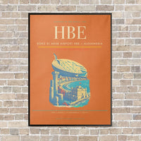 Thumbnail for Borg El Arab Airport HBE — Alexandria vertical canvas print - framed - orange background