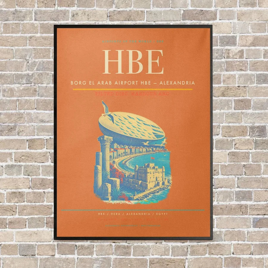 Borg El Arab Airport HBE — Alexandria vertical canvas print - framed - orange background