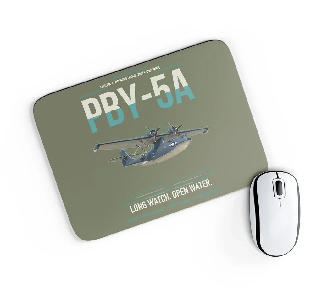 PBY-5A Catalina design on green army rectangle mouse pad