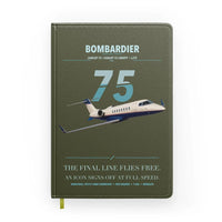 Thumbnail for Bombardier Learjet 75 Liberty design on green army notebook