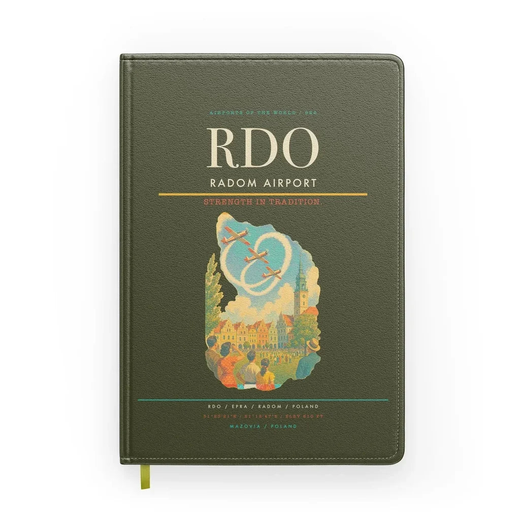 Radom Airport (RDO) design on green army notebook