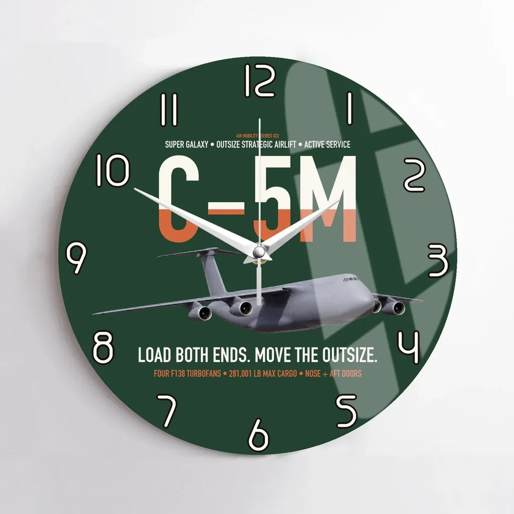 C-5M Super Galaxy design on dark green no frame wall clock