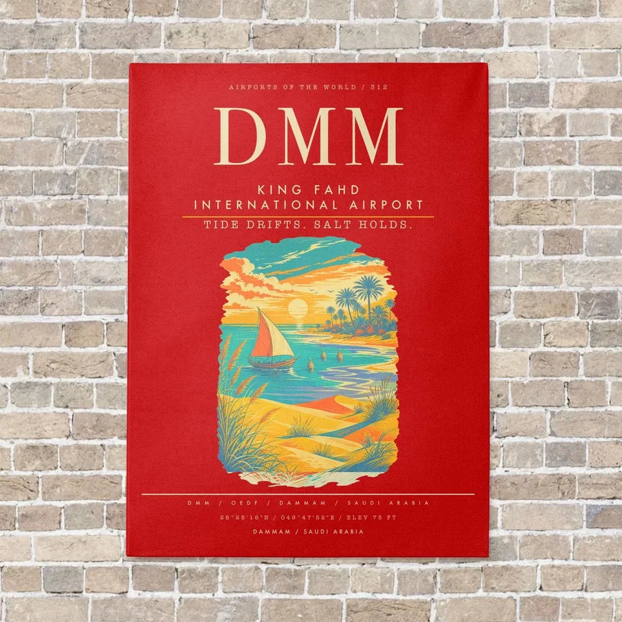 King Fahd International Airport DMM - Canvas Framed - Red