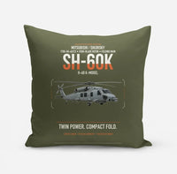 Thumbnail for Mitsubishi Sikorsky SH-60K design on green army pillow