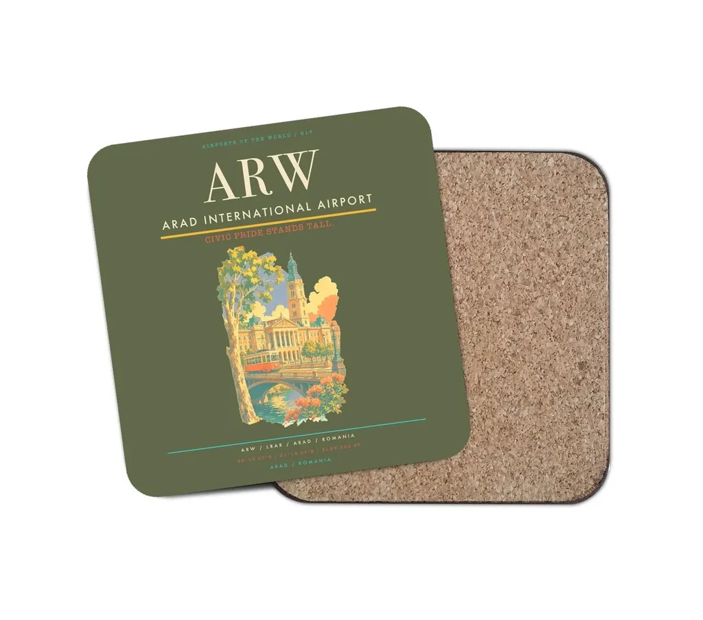 Arad International Airport (ARW) design on green army 1 piece coaster