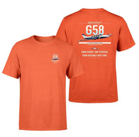 Thumbnail for Beechcraft Baron G58 design on orange t-shirt, double-side print