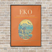Thumbnail for Elko Regional Airport EKO vertical canvas print - framed - orange background
