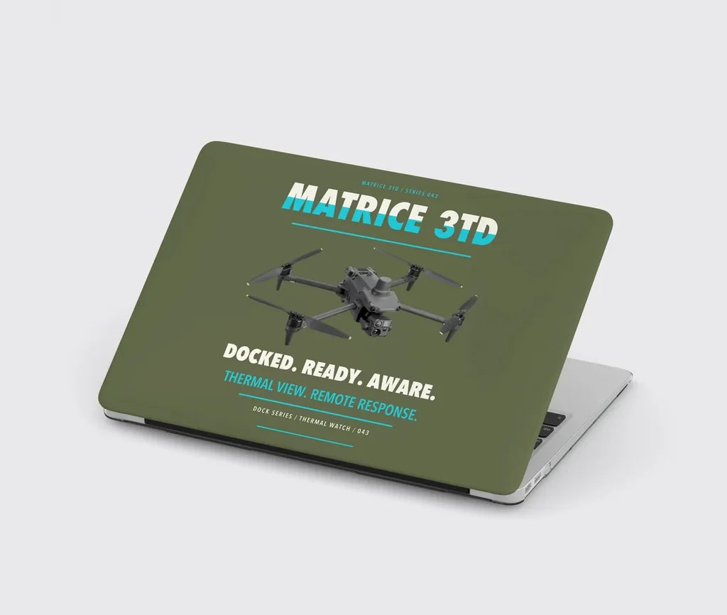 DJI Matrice 3TD design on green army MacBook case