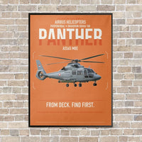 Thumbnail for Airbus Helicopters AS565 MBe Panther vertical canvas print - framed - orange background