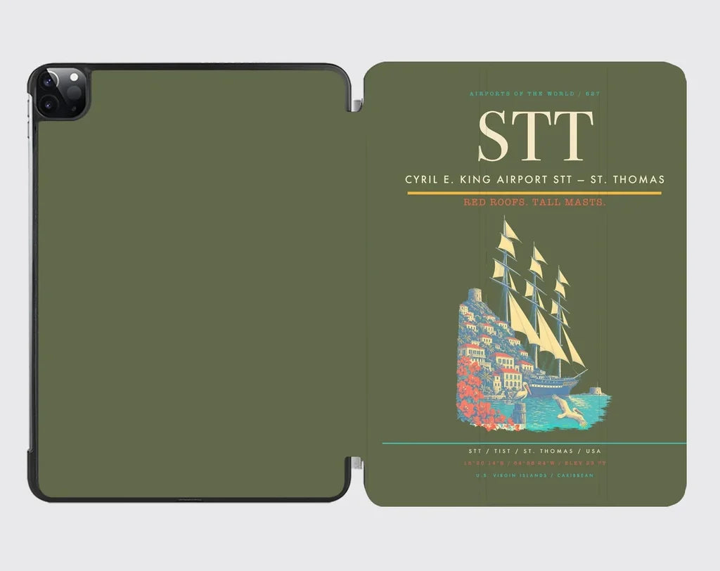 Cyril E. King Airport (STT) design on green army ipad tablet case