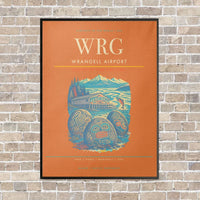 Thumbnail for Wrangell Airport WRG vertical canvas print - framed - orange background