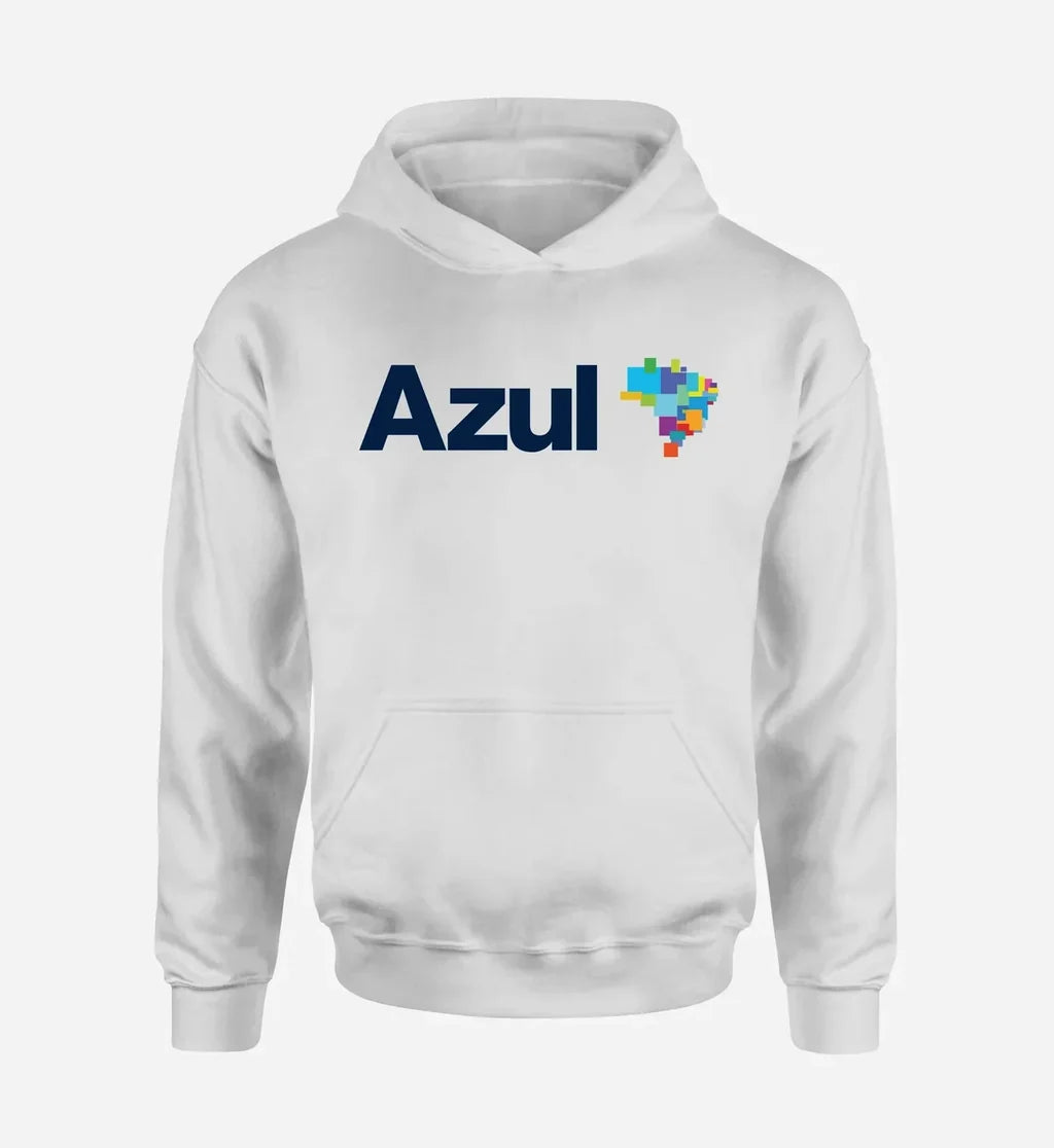 Azul Airlines logo printed on white hoodie