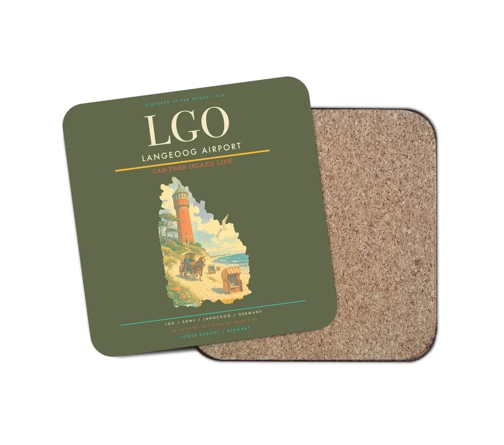 Langeoog Airport (LGO) design on green army 1 piece coaster