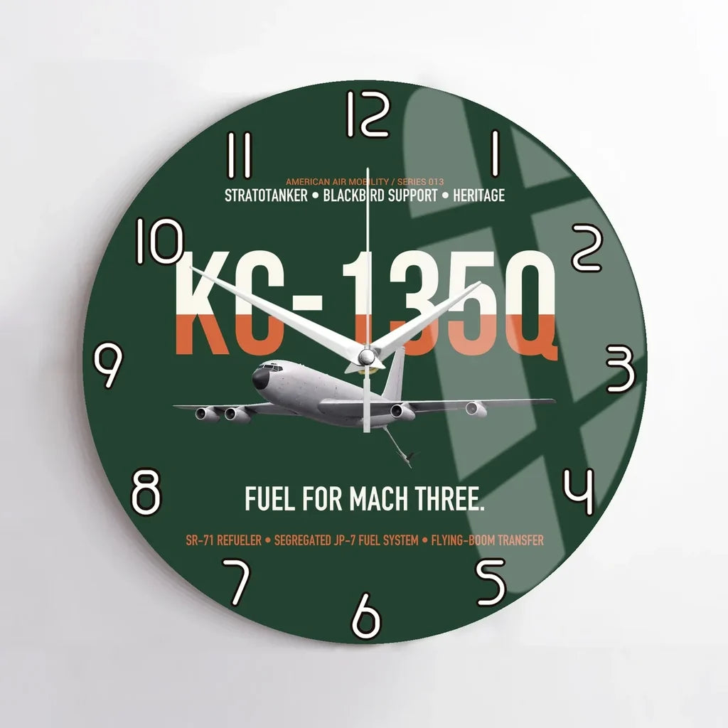 KC-135Q Blackbird Tanker design on dark green no frame wall clock