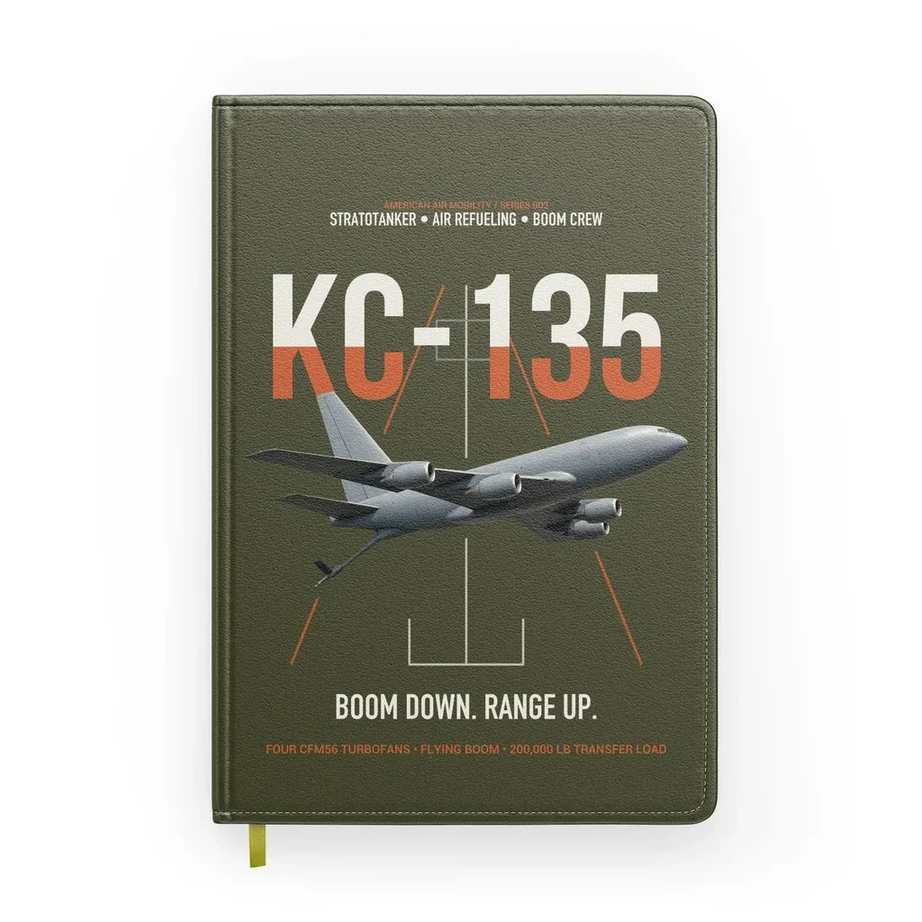 KC-135 STRATOTANKER design on green army notebook