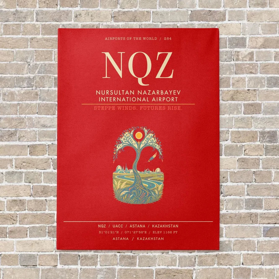 Nursultan Nazarbayev International Airport Astana NQZ - Canvas Framed - Red