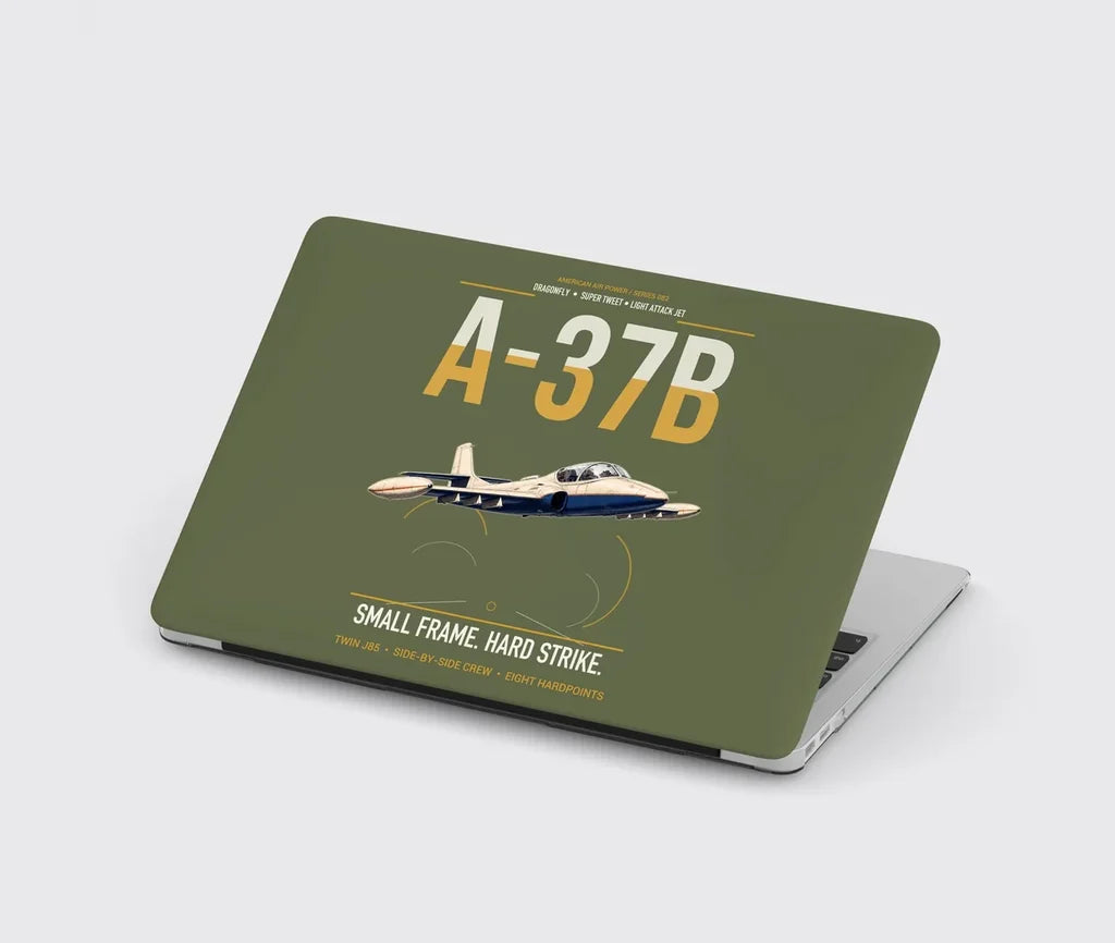 A-37B Dragonfly design on green army MacBook case