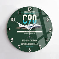 Thumbnail for Beechcraft King Air C90 design on dark green no frame wall clock