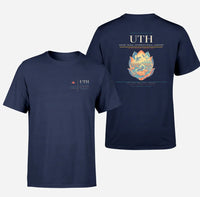 Thumbnail for Udon Thani International Airport (UTH) design printed on navy blue double-side t-shirt